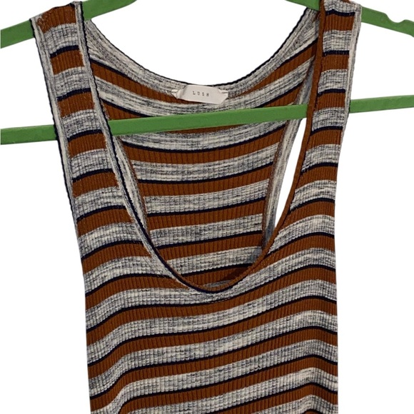 Urban Outfitters Gray & Brown Striped Sleeveless Circle Skirt Tank Top  Dress - Picture 2 of 6